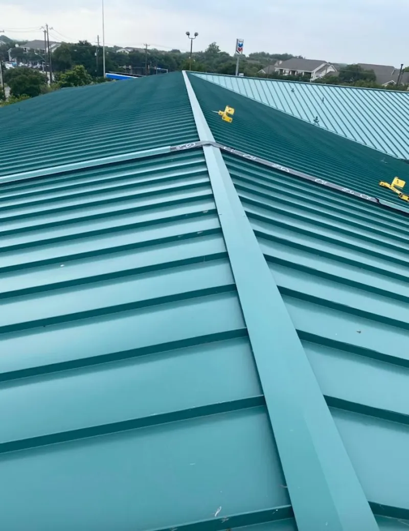Green commercial metal roof ridge and valley for Metal Roof Repair in Jesup